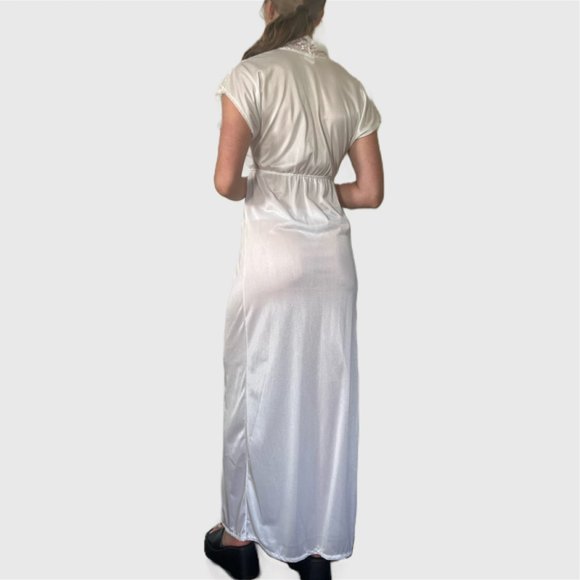 Vintage 80s White Slip, 1980s Lace Nightgown Dress - Picture 7 of 10